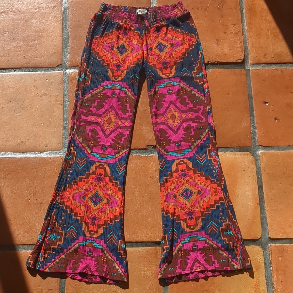 Billabong Women's Colorful Geometric Patterned Pants Medium